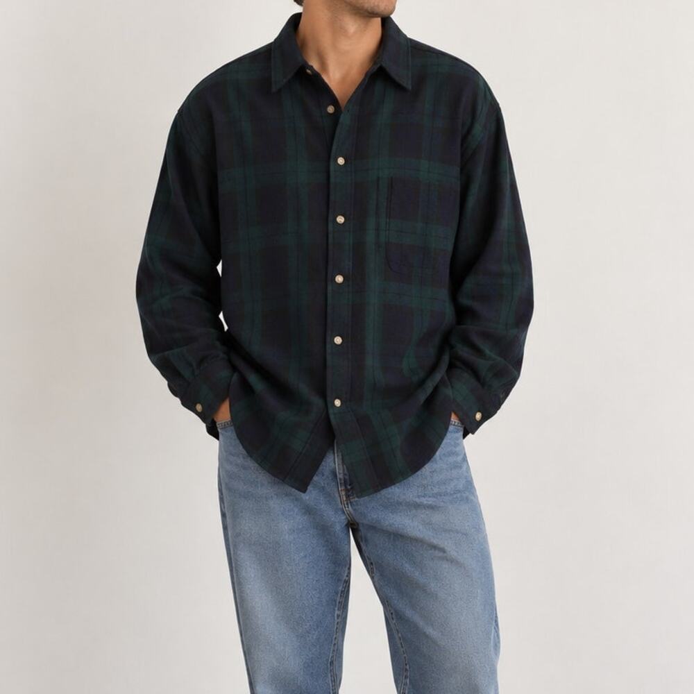 Vintage Sir Pendleton Wool Button Down Shirt Men’s XXL Green Plaid USA Fabric